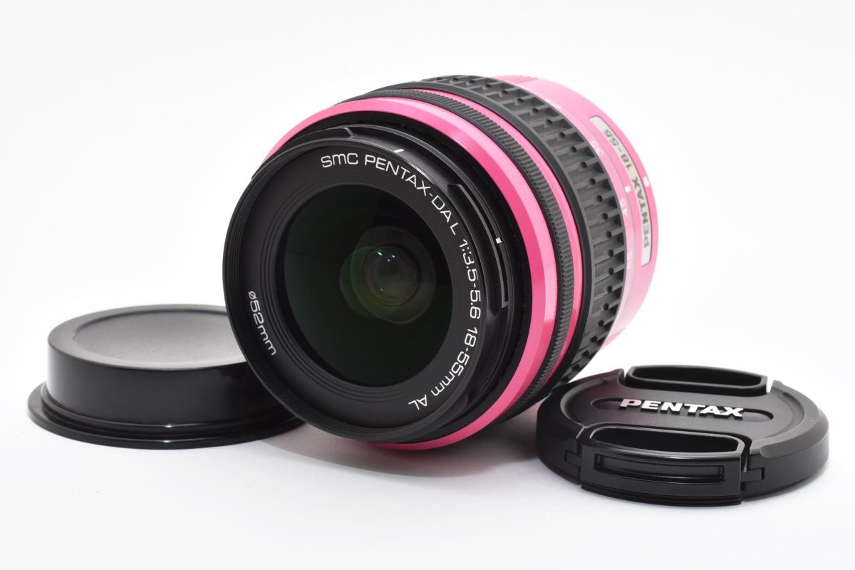 ★良品★ PENTAX ペンタックス SMC PENTAX-DA L 18-55mm F3.5-5.6 AL ピンク PINK 前後キャップ付き #727W051106