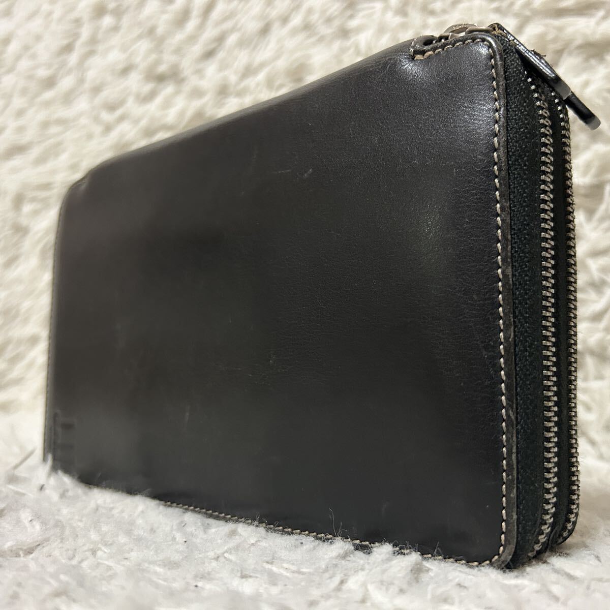 1円【美品】dunhill ダンヒル ADV8 ダブルジップオーガナイザー ロングウォレット 長財布 セカンドバッグ クラッチバック メンズ ブラック 