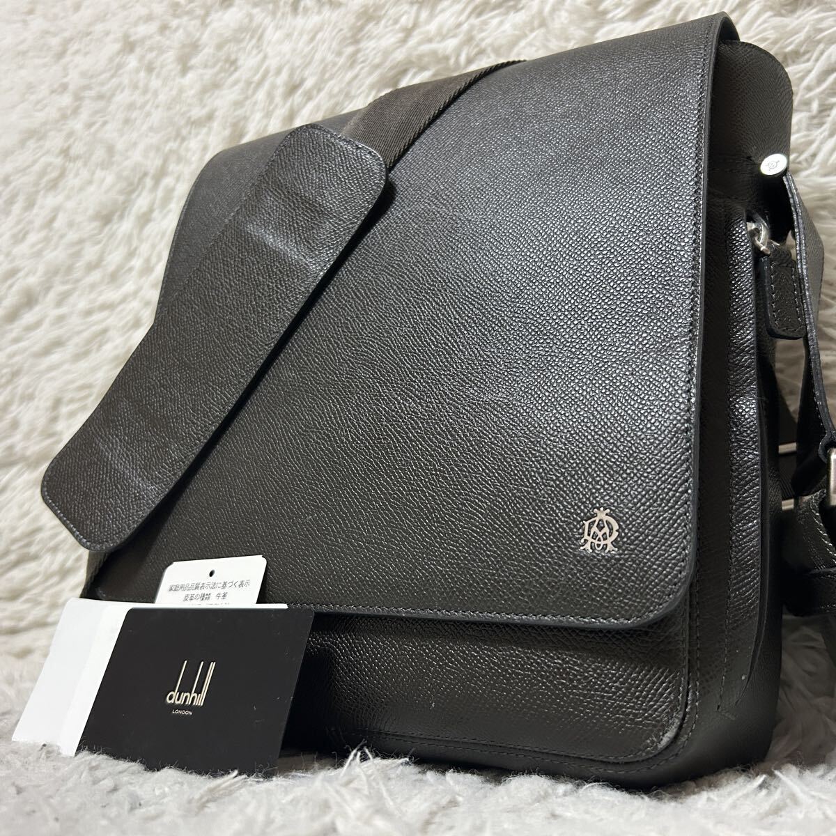 1円【極美品】dunhill ダンヒル カドガン メッセンジャーバッグ ショルダーバック クロスボディ 斜め掛け ビジネス メンズ ブラウン レザー