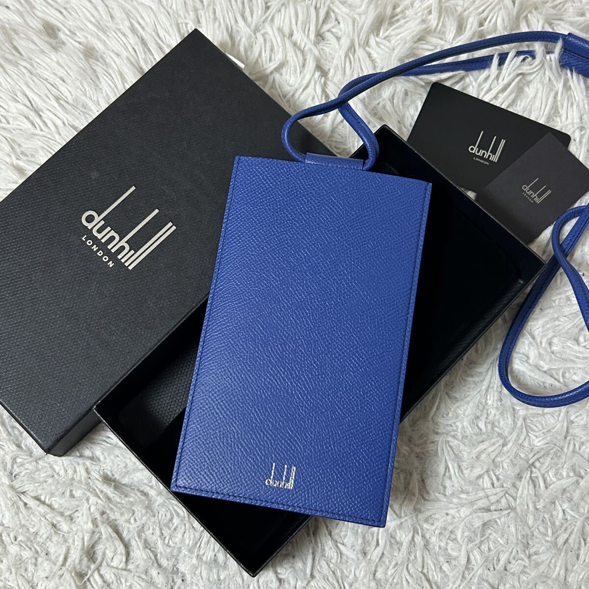 1円【未使用保管品】dunhill ダンヒル カドガン スマホショルダー サコッシュ カードケース ショルダーバック クロスボディバッグ ブルー