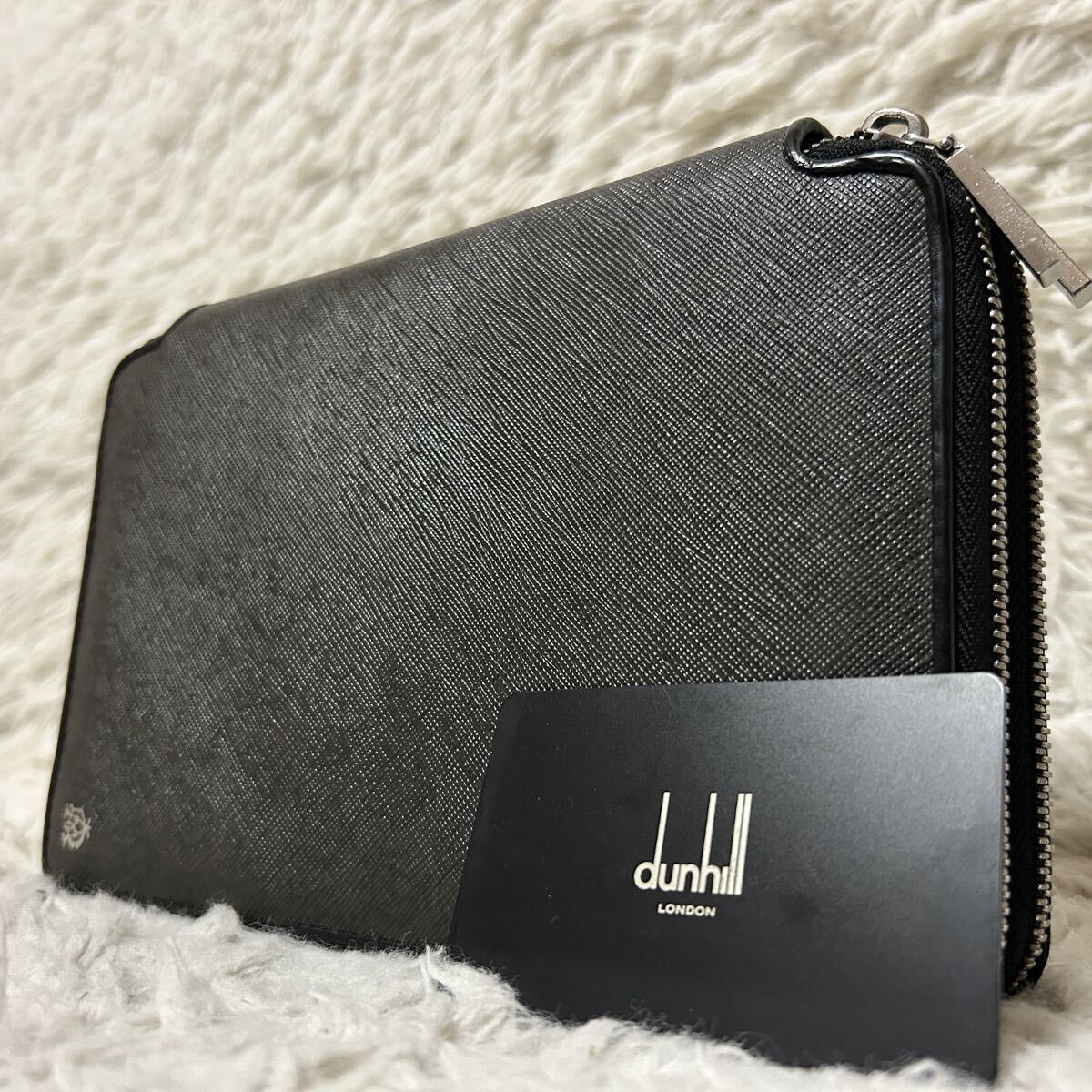 1円 dunhill ダンヒル ウィンザー ダブルジップオーガナイザー ロングウォレット 長財布 セカンドバッグ クラッチバック メンズ ブラウン