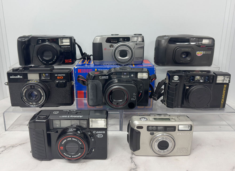 ●CANON PENTAX Nikon MINOLTA OLYMPUS RICHO フィルム式カメラ まとめ売り 昭和レトロ●