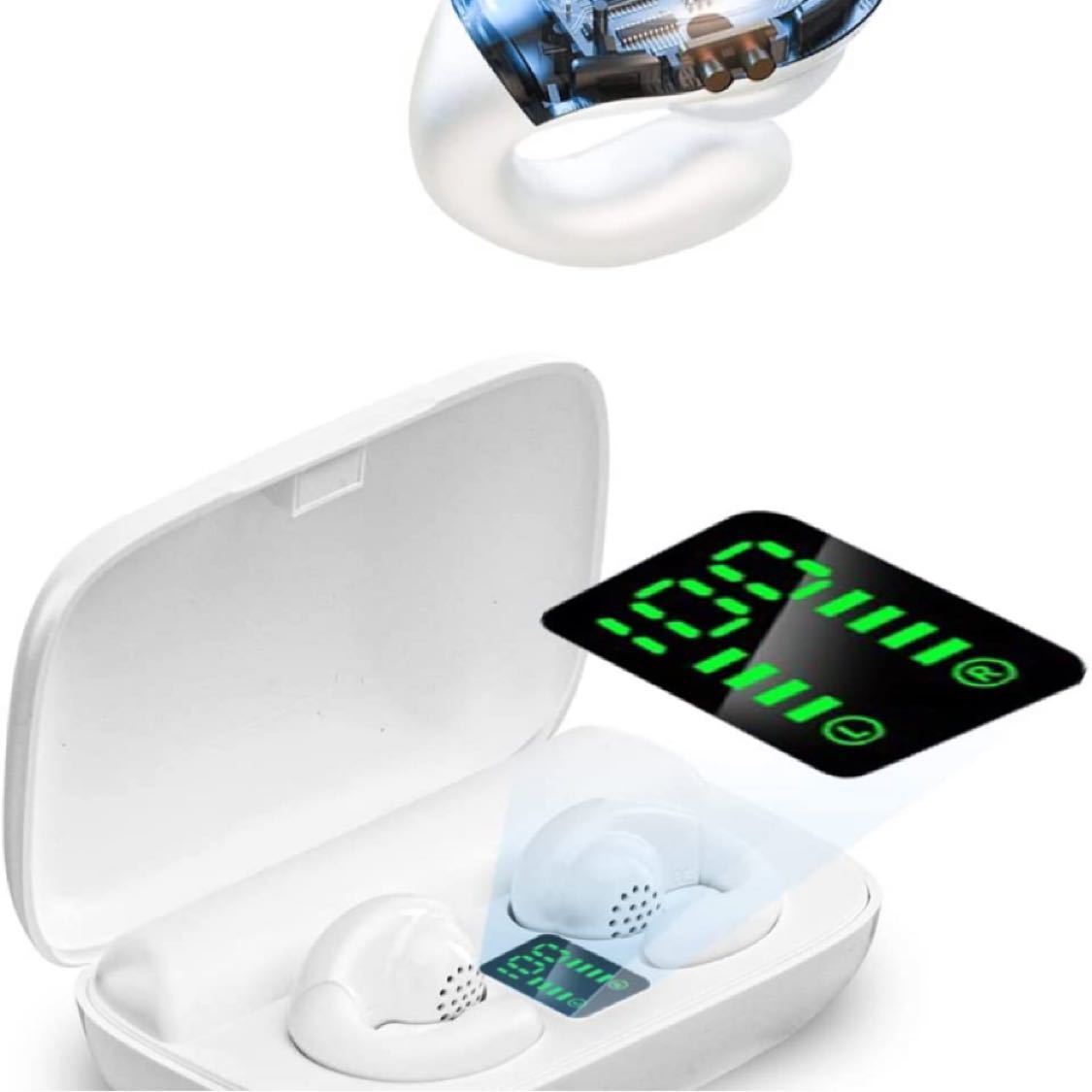 【Bluetooth5.3】イヤホン ワイヤレス ブルートゥースイヤホン 空気伝導 耳挟み式 モバイルバッテリー機能
