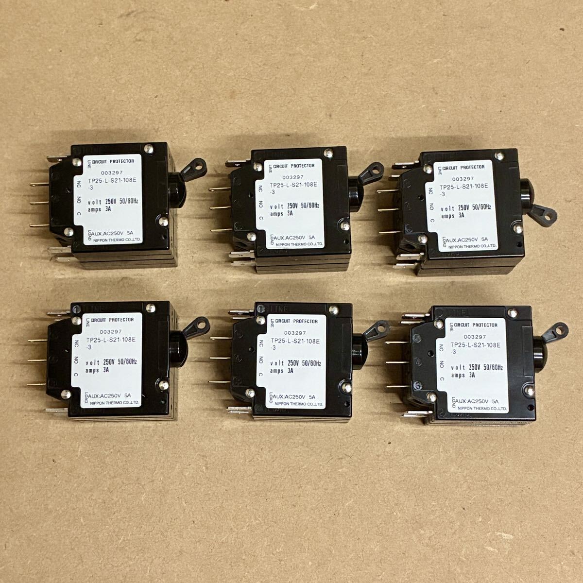 NIPPON THERMO TP25-L-S21-108E 3A サーキットプロテクター 6個セット