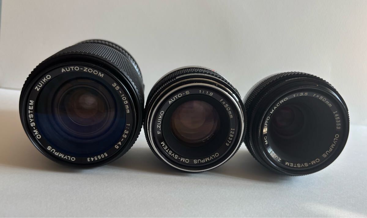 OLYMPUS レンズ　オリンパス カメラレンズまとめ3点　35-105mm1:3.5-4.5 1:1.8f=50mm 1:3.5f=50mm レア　ヴィンテージ 