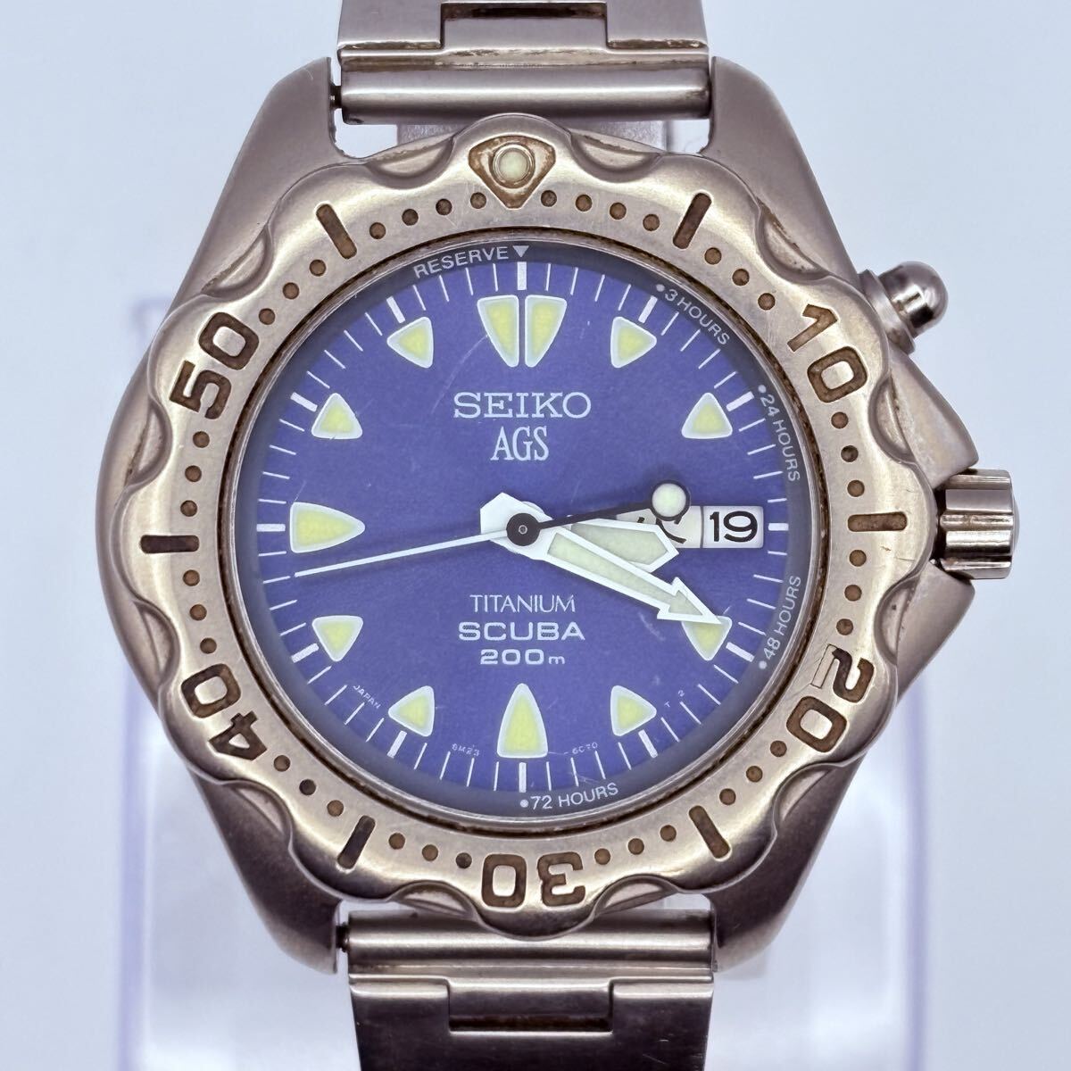 SEIKO セイコー SCUBA スキューバ 200m AGS デイデイト ブルー文字盤 5M23-6B40 腕時計