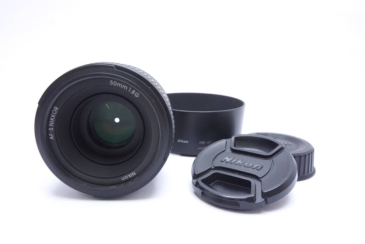 ☆Nikon ニコン AF-S NIKKOR 50mm F1.8 G (前後キャップ・フード付)