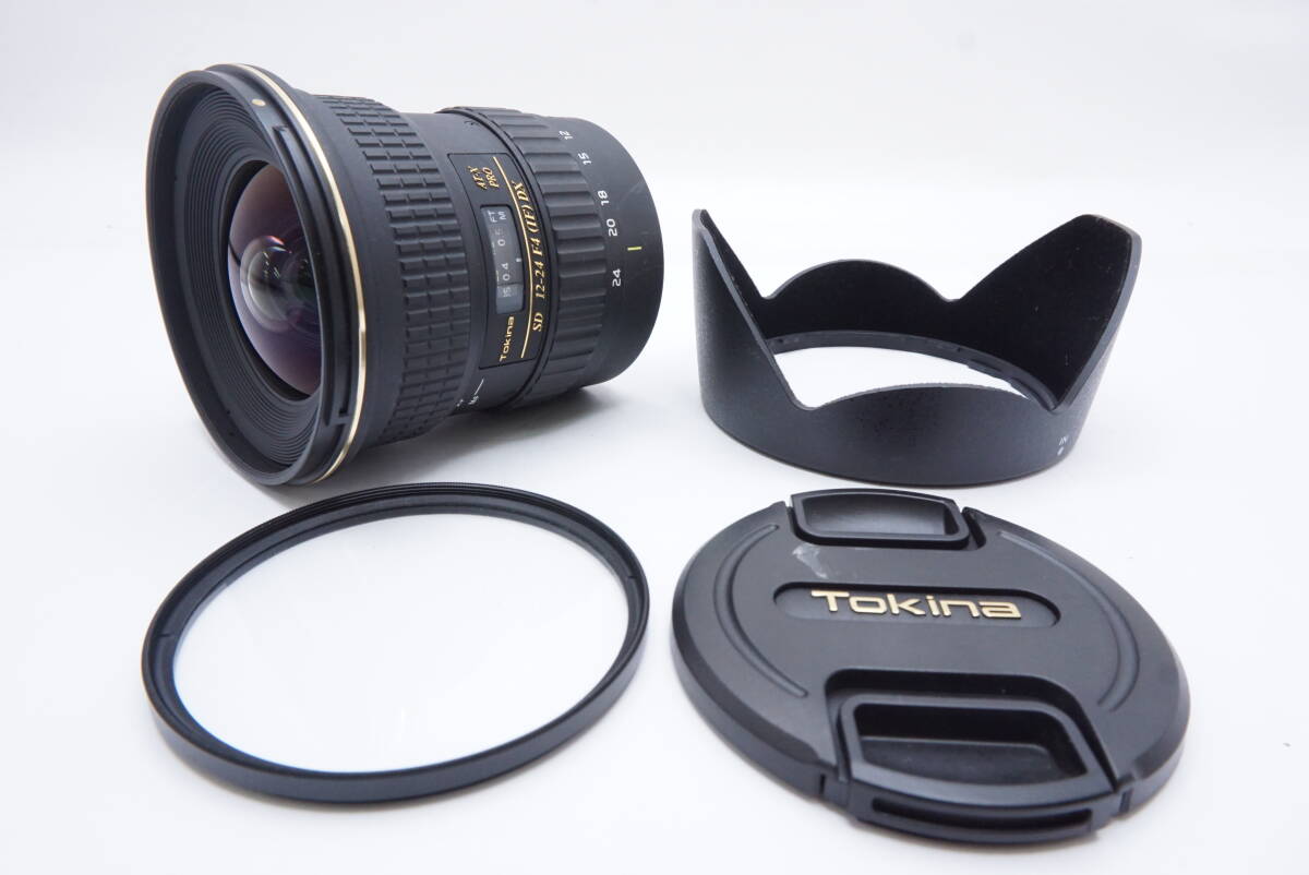○Tokinaトキナー AT-X PRO SD 12-24mmF4（ IF） DX キヤノン用（レンズキャップ・フィルター・フード付）