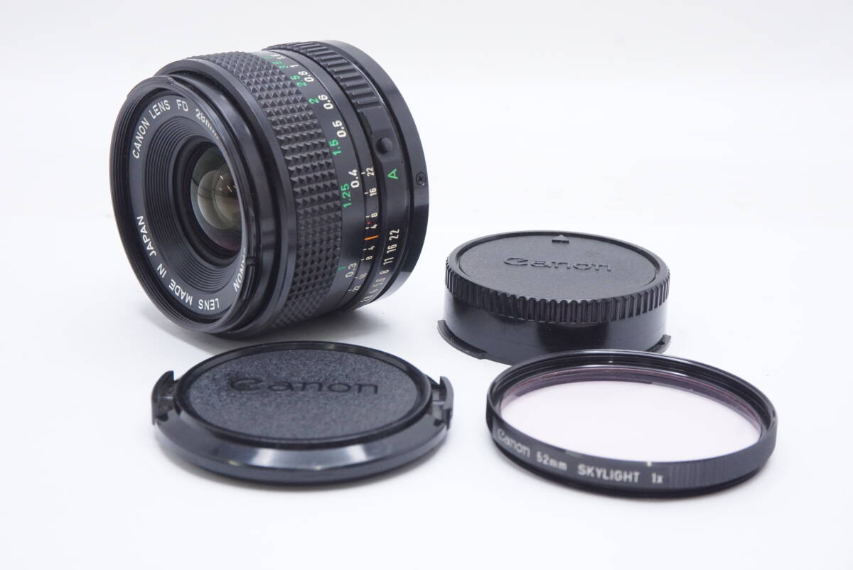 ○Canon キャノンLENS FD 28mm F2.8（前後キャップ ・フィルター付）