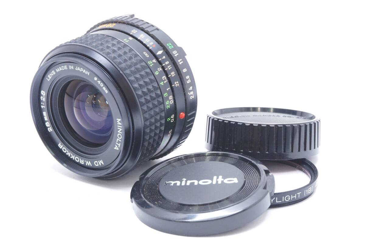 ▽MINOLTA ミノルタ MD W.ROKKOR 28mm F2.8 単焦点 広角レンズ (前後キャップ・フィルター付) 訳あり