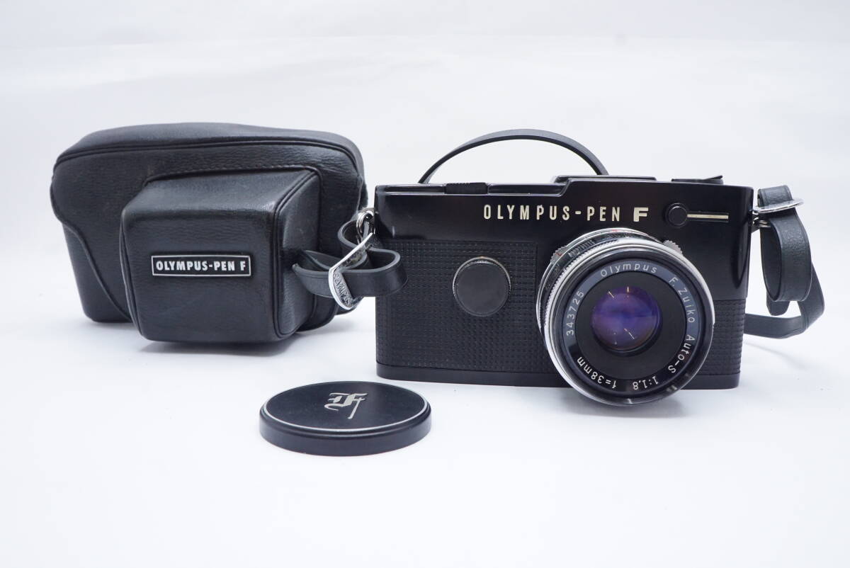 ○OLYMPUS オリンパス PEN FT フィルムカメラ/ F.Zuiko Auto-S 38mm F1.8（キャップ、ケース、ストラップ付）ジャンク品扱い