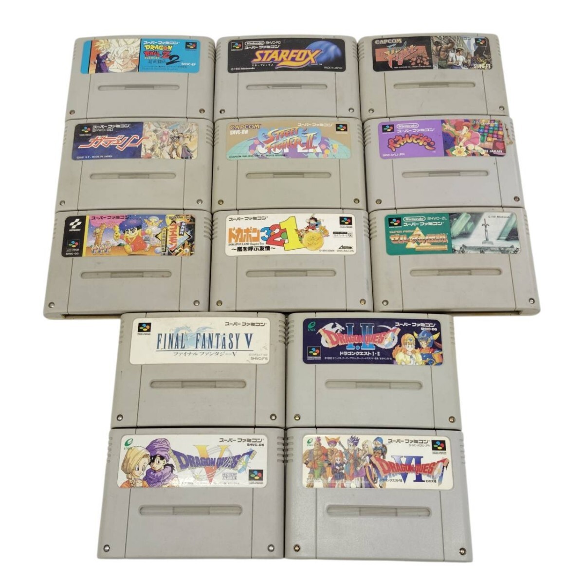 S-07132 SFC ゲームソフト まとめ売り ドラゴンクエストⅠ・Ⅱ Ⅴ Ⅵ など ソフトのみ 13点 名作 レトロゲーム 動作未確認 現状品015