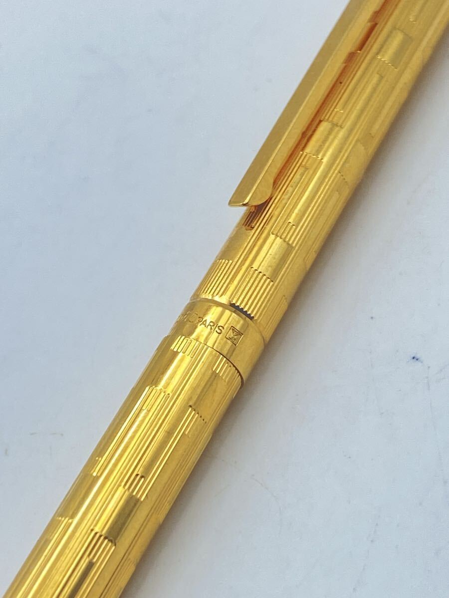 【#72】S.T. Dupont ボールペン ゴールドプレート Guilloche 格子柄 ツイスト式 54FKJ67 26.7g フランス製 高級筆記具 美品