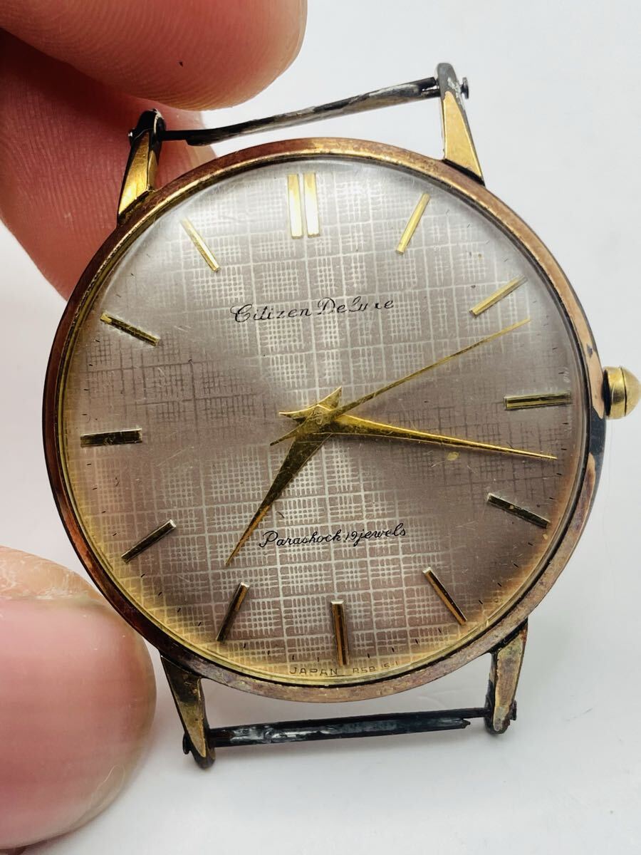 【#85】Citizen Deluxe Parashock 19石 手巻き RSB151 ヴィンテージ アンティーク ゴールド文字盤 薄型 メンズ腕時計 稼働品