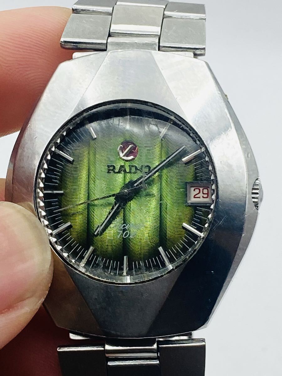 【#86】RADO Green Seal Ticino 702 自動巻き デイト 緑文字盤 カットガラス ヴィンテージ スイス製 メンズ腕時計 稼働品 RADO