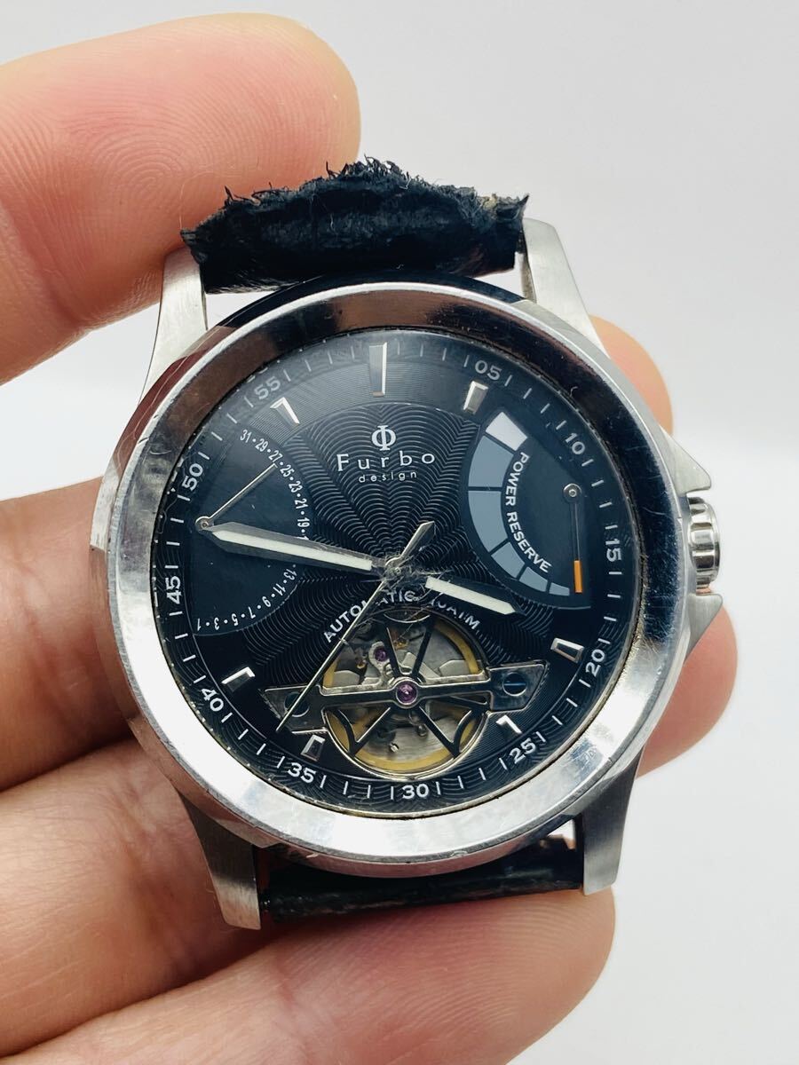 【#89】Furbo Design F5012 日本製 Automatic Power Reserve Open Heart 裏スケ 10ATM メンズ腕時計 自動巻き 動作品 Furbo F5012