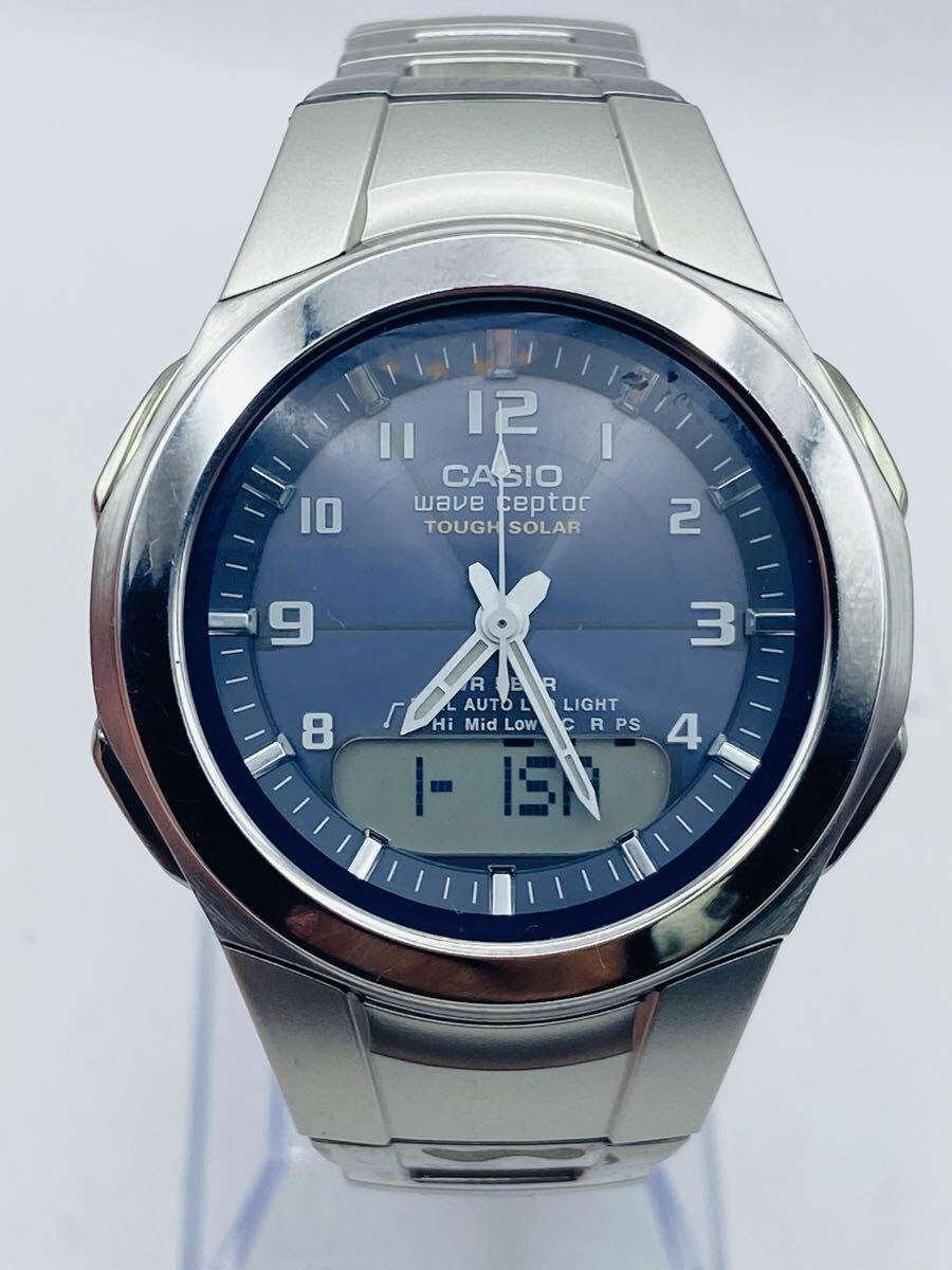 【#90】CASIO WAVE CEPTOR WVA-400J 日本製 TOUGH SOLAR 電波ソーラー アナデジ ワールドタイム メンズ腕時計 動作品 CASIO