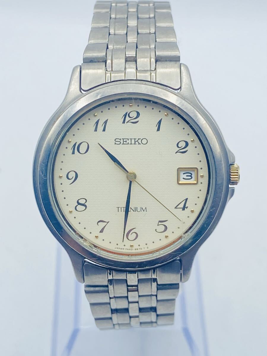 #95 SEIKO Spirit Titanium 7N42-8A60 SBTC003 チタン製 メンズ腕時計 36mm デイト クォーツ 日本製 SEIKO
