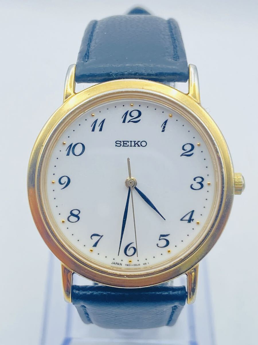 #96 SEIKO Spirit Selection 7N01-0BH0 SCDP030 ゴールドカラー サファイアガラス クォーツ メンズ腕時計 33mm