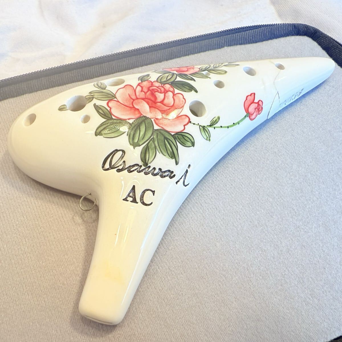 OSAWA オオサワオカリナ AC プリマ楽器 陶器製 花柄 ケース付き　動作未確認　ジャンク