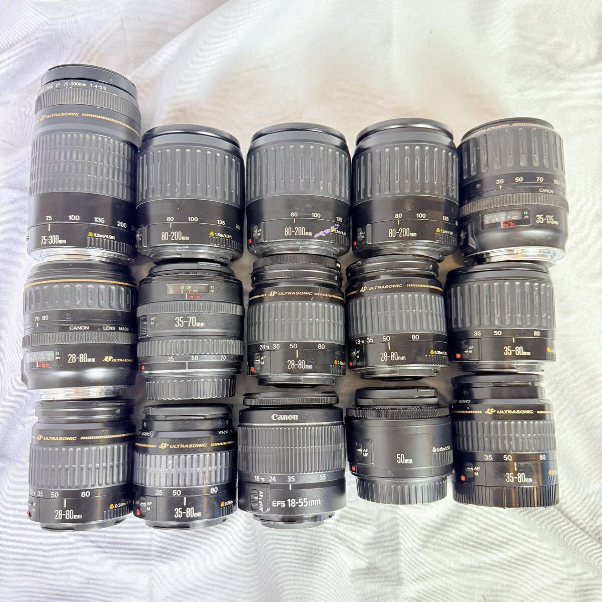 1円〜　ジャンク まとめ Canon キャノン EF EFS USM LENS 75-300 80-200 35-70 28-80 18-55 50mm f1.8 35-135 他レンズ ズームレンズ　15本