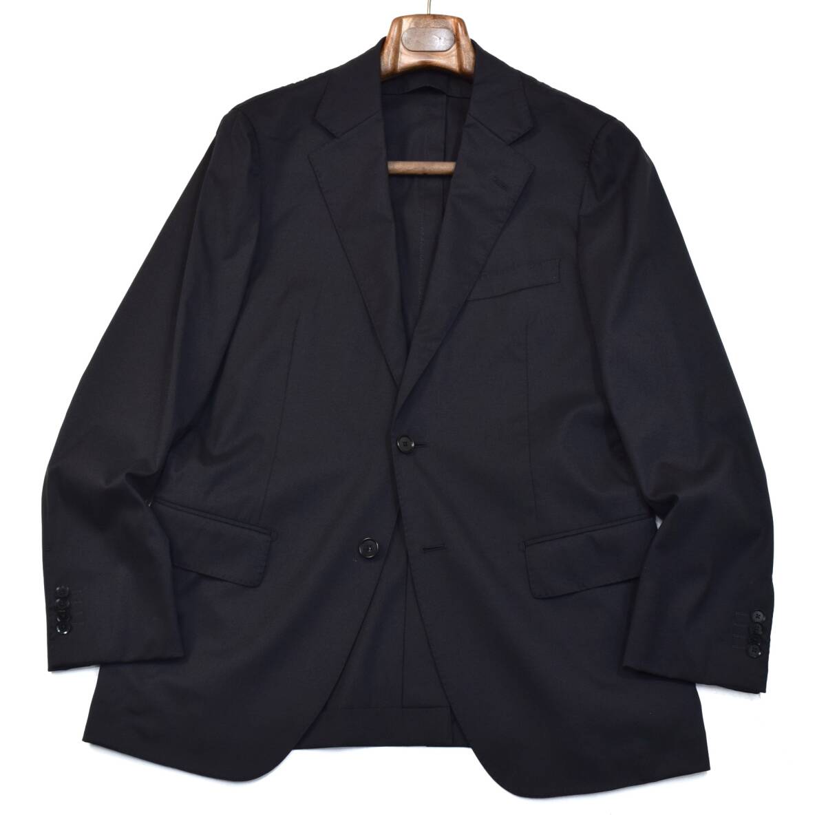 定価8.1万!!!◎トゥモローランド最高峰「PILGRIM」×【伊】最高級ロロピアーナ社製「MOOVING」ブラック 黒 春夏 アンコン ジャケット 48 L