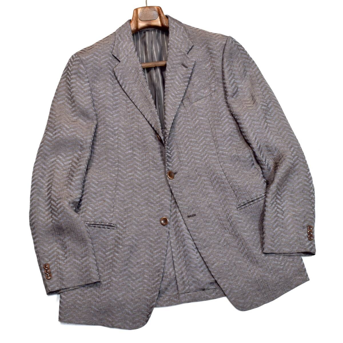 極上の輝き!!アルマーニ渾身のエレガンス◎!!!最高峰「ARMANI」圧倒的モード＆クラシック漂う 極上リネンを纏う 春夏 ジャケット 50 XL