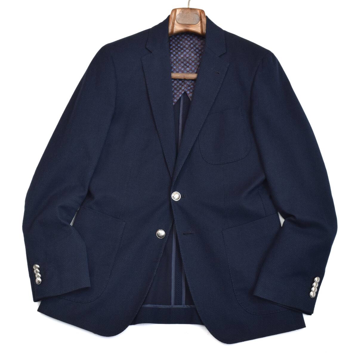超別格級◎!!!最高峰「HUGO BOSS/ヒューゴボス」唯一無二のモード＆クラシック漂う 豪華なメタルボタン ネイビー 紺 春夏 ジャケット 46 M