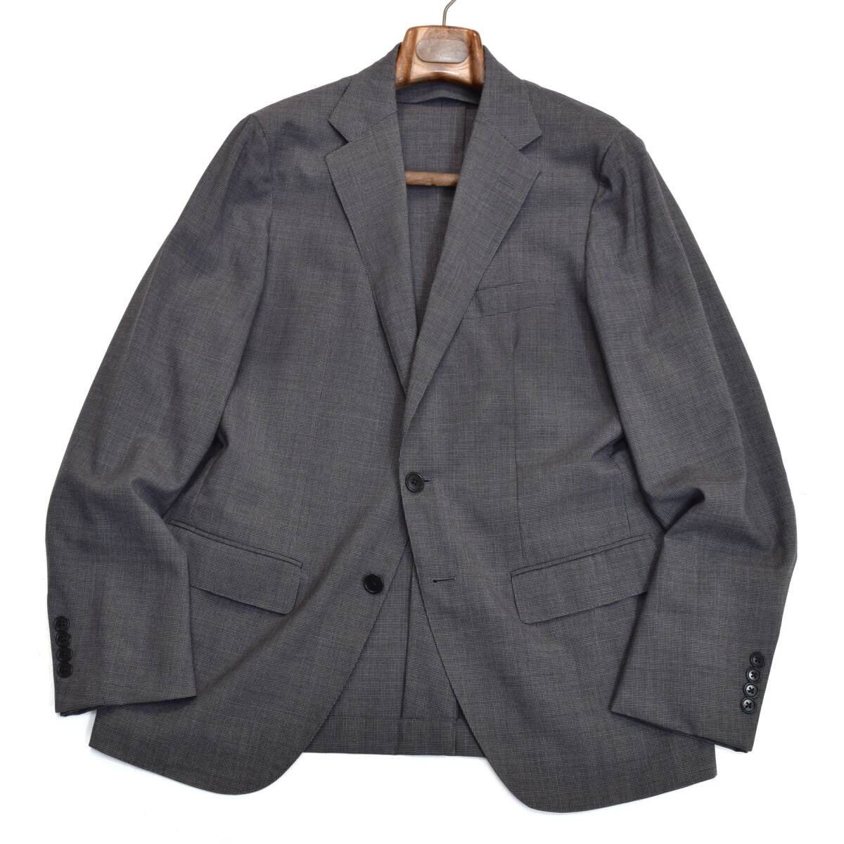 定価6.6万◎!!!最高峰トゥモローランド「PILGRIM」×【伊】DRAGO社製 SUPER130'S 上品グレー ハウンドトゥース柄 春夏 ジャケット 50 XL