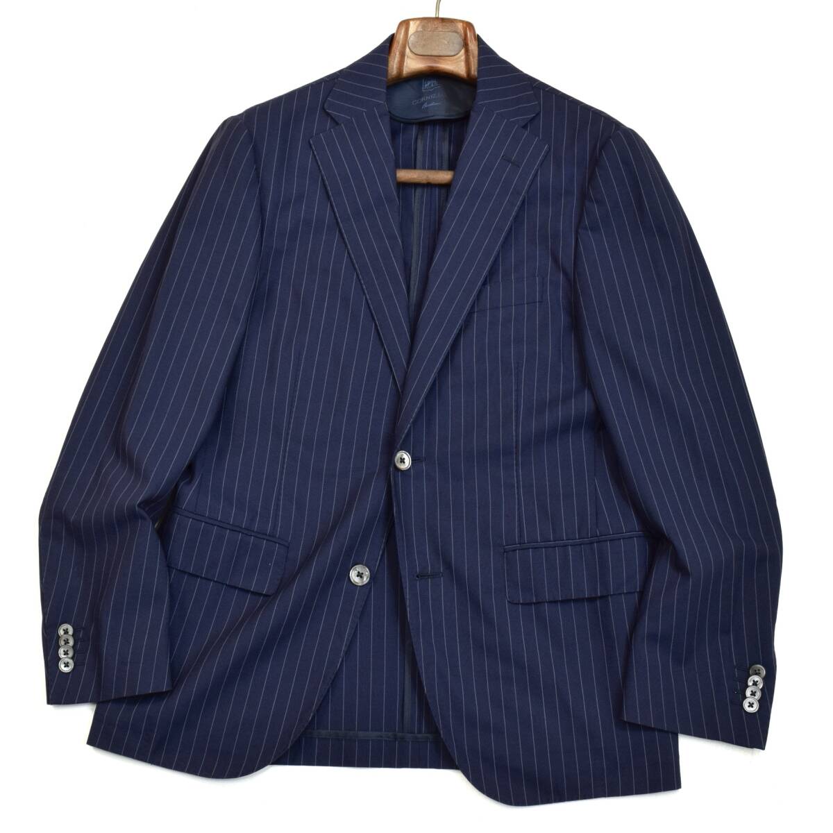 完全頂点!!超愕級SUPER160'S◎!!!クラシコ最高峰【伊】CORNELIANI/コルネリアーニ 高貴なストライプ柄 ネイビー 紺 春夏 ジャケット 46 M