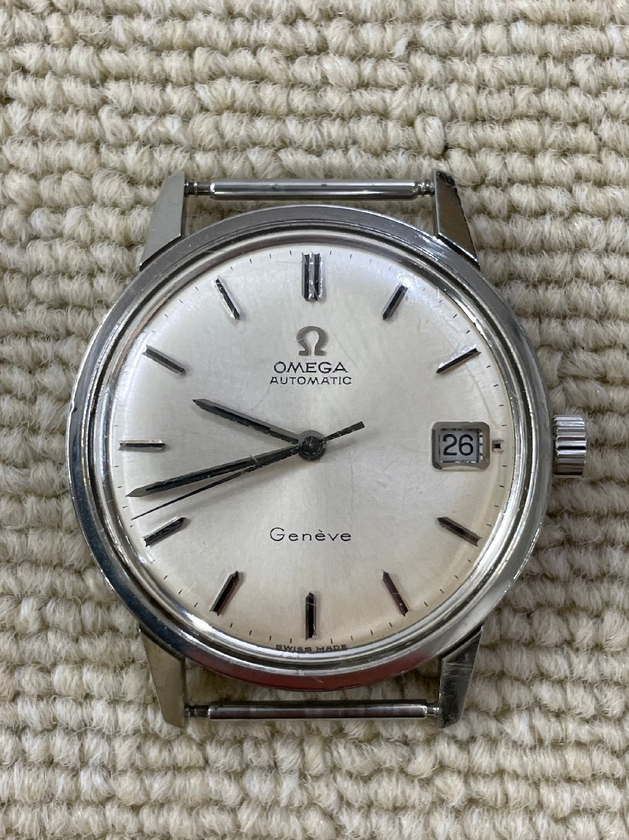 稼働品 オメガ シーマスター ジュネーブ デイト 自動巻き メンズ OMEGA Seamaster Geneve 裏蓋シーホース アンティーク ヘッドのみ