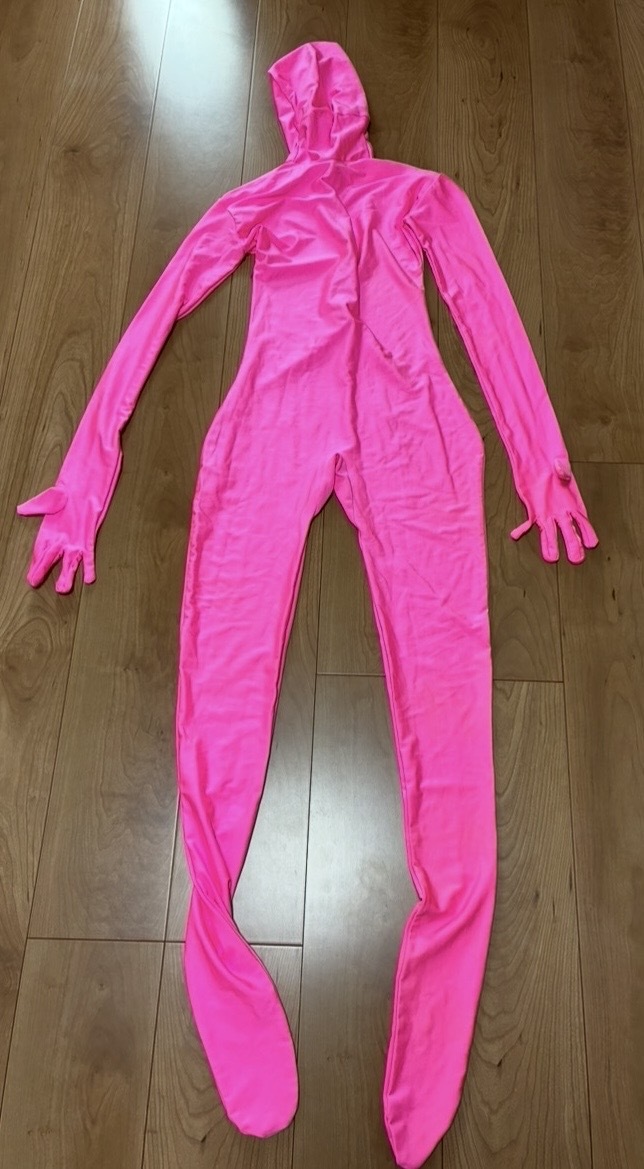 【女性用サイズ 光沢 伸縮 ショッキングピンク全身タイツ ZENTAI】コスプレ サイズM程度