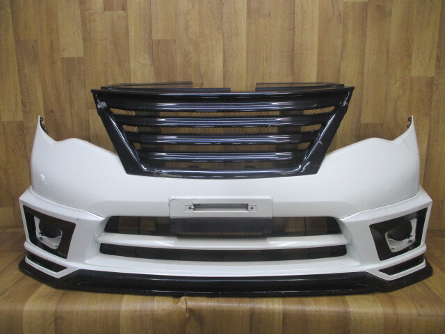 F11”/ C26セレナ ハイウェイスター後期 純正フロントバンパー エムズスピード/M'z SPEEDフロントスポイラー/フロントグリル付62022 3GS0H