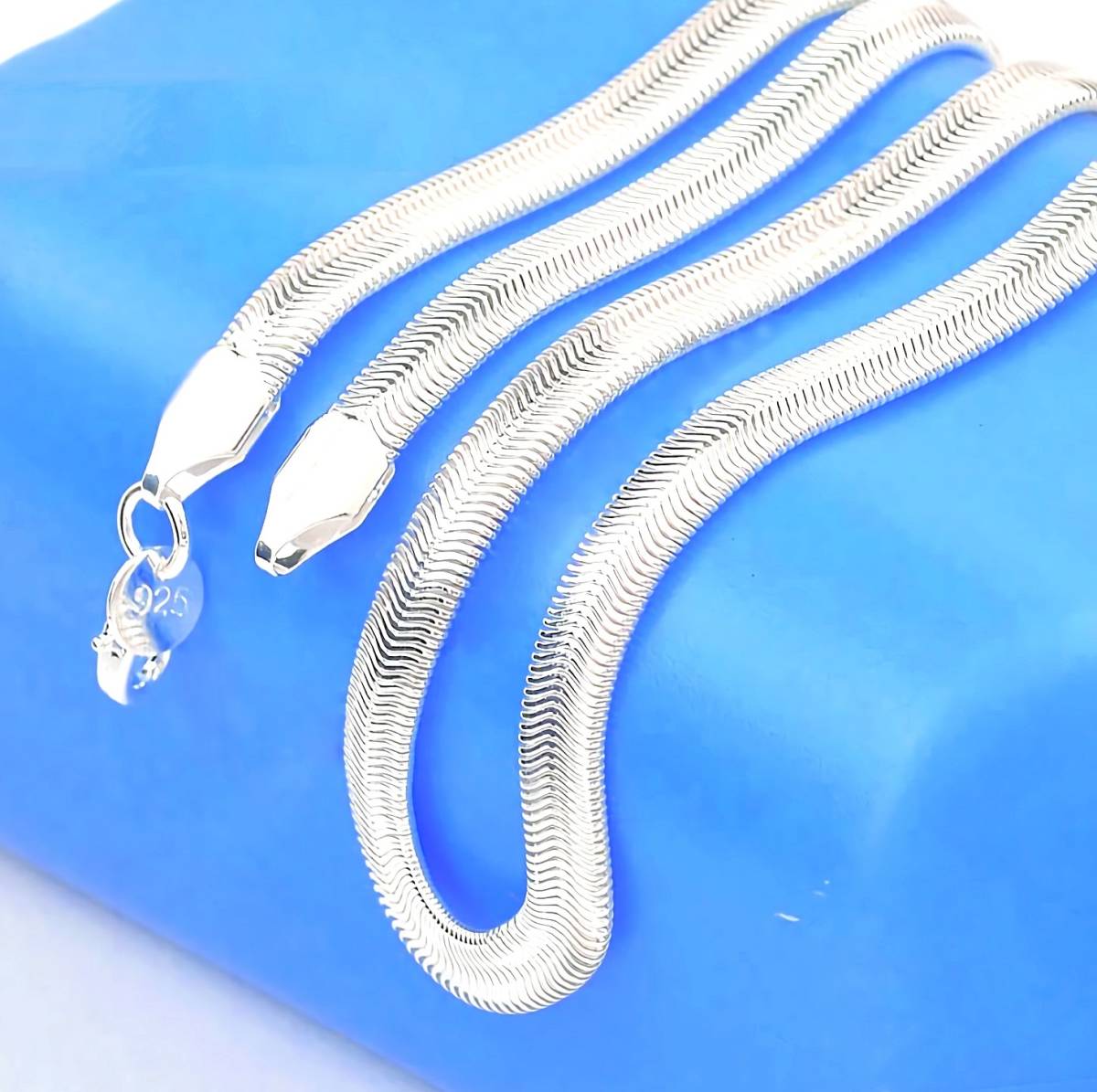 新品★送料無料★白銀の蛇 太パンクスネークチェーン プラチナ仕上 925シルバーネックレス 誕生日プレゼント旅行連休夏ギフト国内発送