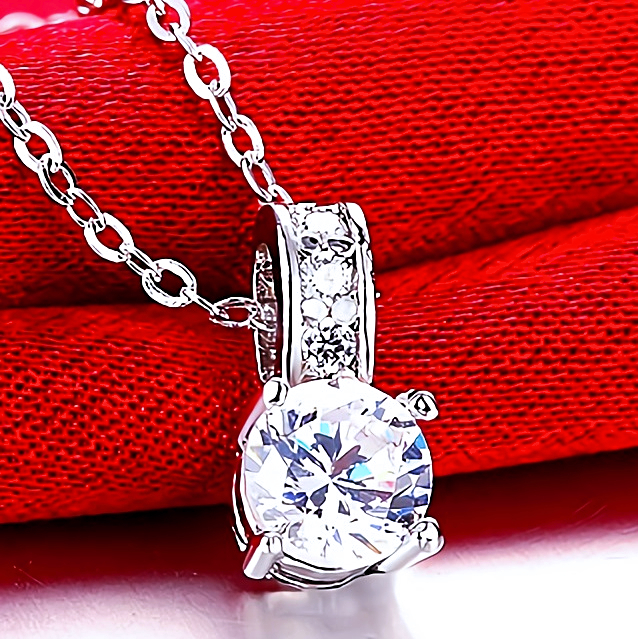 新品★送料無料★虹色大粒ダイヤモンド ブライダル プラチナ仕上925シルバーネックレス誕生日プレゼント旅行夏海祭連休ギフト国内発送