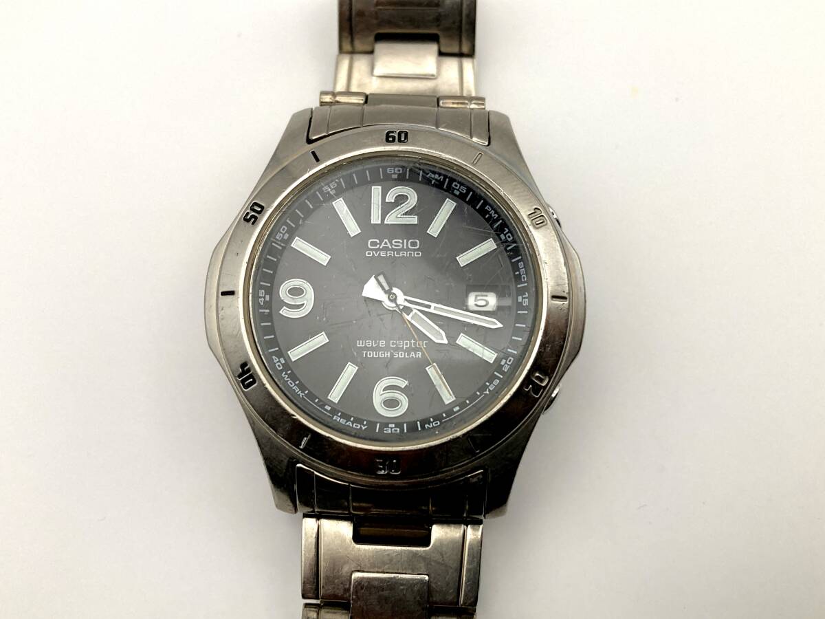 CASIO OVERLAND OVW-110T チタン 電波 ソーラー 銀 メタル バンド ミリタリー 稼動 ダイバー風 メンズ 腕時計 wave オーバーランド 廃番