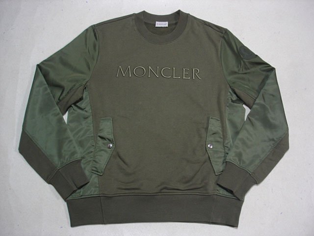★新品本物【モンクレール・MONCLER】15.3万刺繍ロゴに特別感のあるワッペン！気の利いたポケット付きスウェットシャツ/トレーナーL~khaki