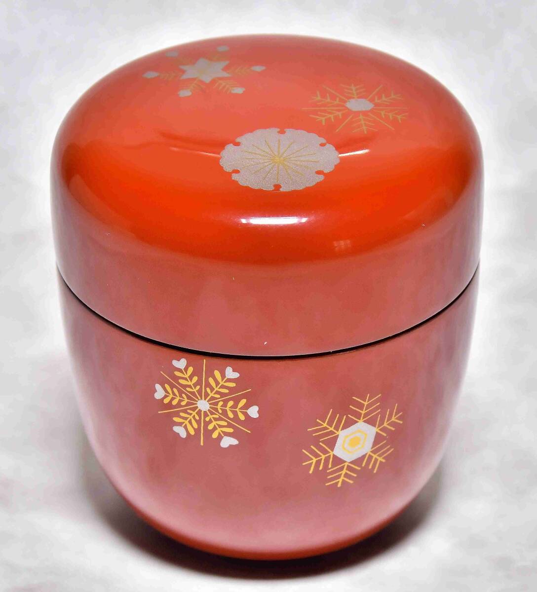 山中塗 朱 雪華蒔絵 中棗　木製・本漆　在庫処分　未使用品　最終出品　