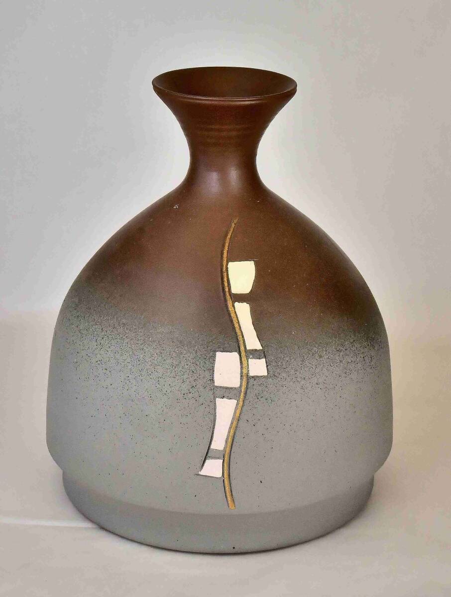 萬古　一品作　徳利形　花入れ　正行　展示未使用品