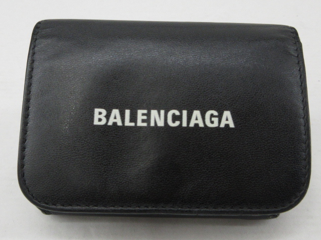 k71262-ap [送料650円]ジャンク▼BALENCIAGA バレンシアガ コンパクトウォレット 二つ折り財布 ブラック [170-260614]