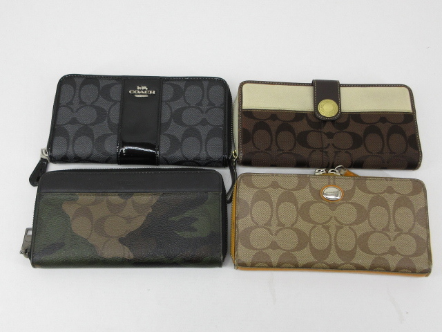 s61244-ap [送料950円]ジャンク▼COACH コーチ ラウンドファスナー ロングウォレット 長財布 シグネチャー カモ 4点 [170-260614]