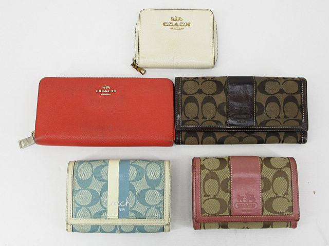 s61245-ap [送料950円]ジャンク▼COACH コーチ 二つ折り財布 ラウンドジップ ショートウォレット ロングウォレット 5点セット[170-260614]