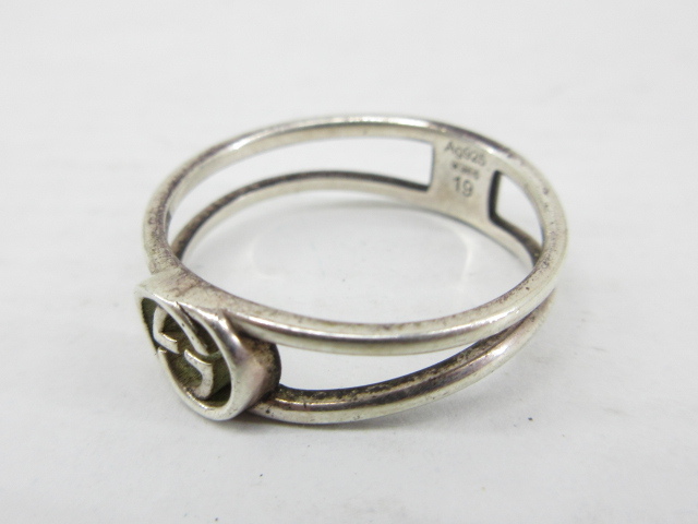 k71263-ap [送料650円]中古▼GUCCI グッチ ロゴモチーフ シルバー リング 指輪 Ag925 サイズ19(日本17号相当) アクセサリー[171-260614]