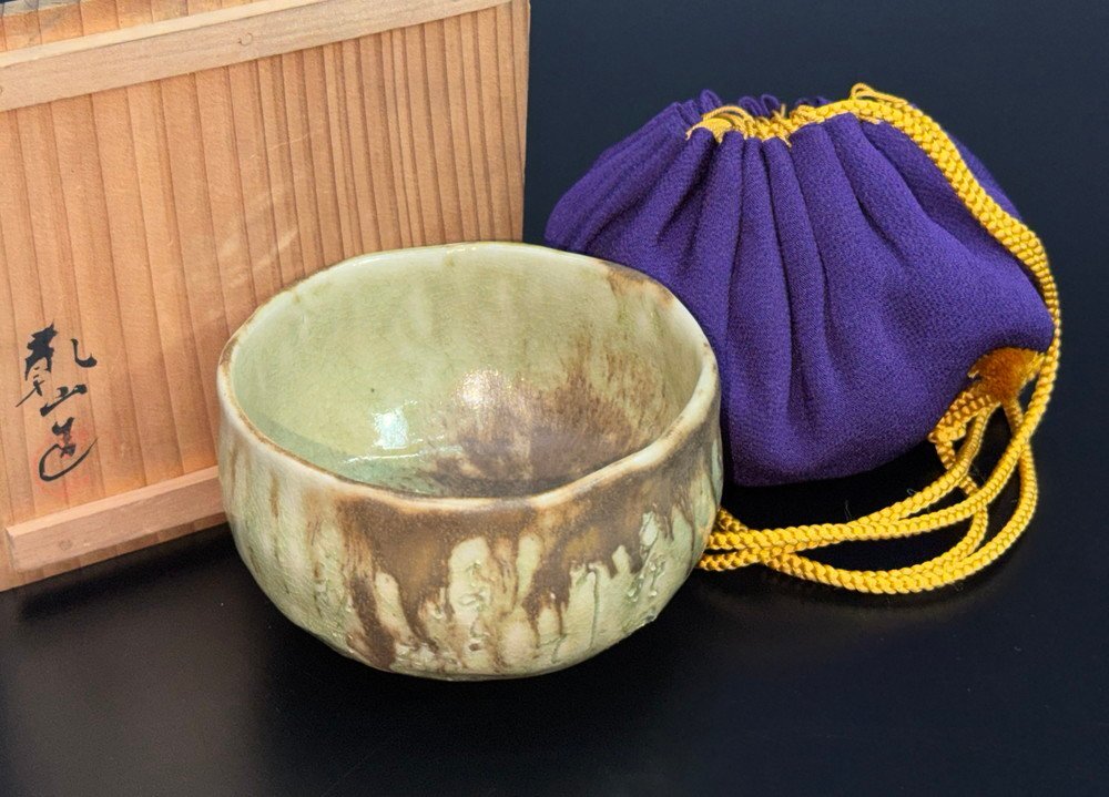 【江】乾山銘 字文灰釉抹茶椀 口径約9.5×高さ6cm 共箱 古美術品(茶道具茶器茶碗湯呑)BXZ2275 UToomt OTkwkm