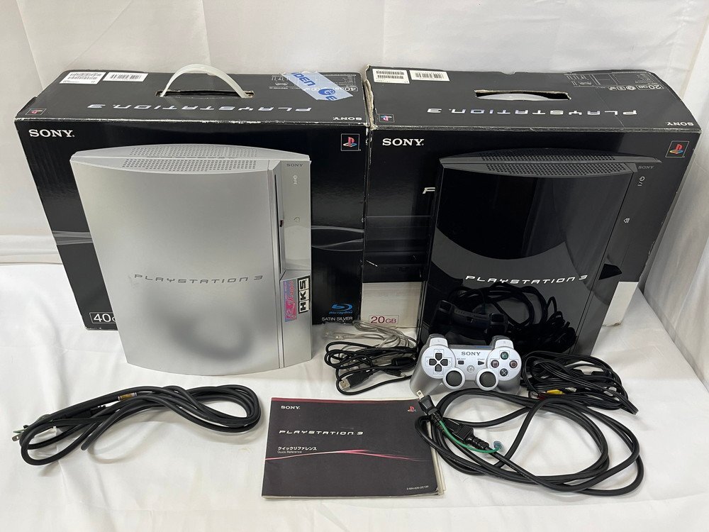 【14PG096】1円スタート SONY ソニー プレイステーション プレステ3 PS3 本体 2点まとめ CECHH00 NTSC J サテン・シルバー ブラック 現状品
