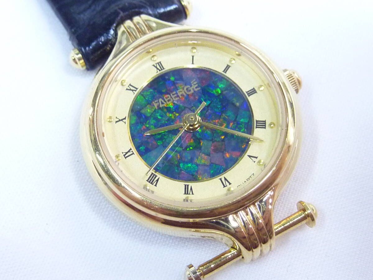 FABERGE 9078 QZ【ジャンク】腕時計　クォーツ　オパール文字盤 アナログ ファベルジュ レディース ゴールド系