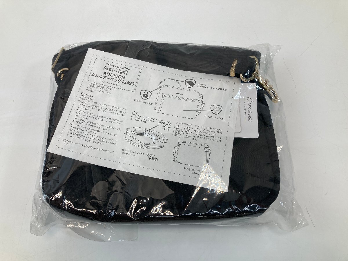 【S3-4-2-9164】TRAVELON トラベロン Anti-Theft ADDISON ショルダーバッグ 43493 ブラック ジッパー・ロック装着 LEDライト付き