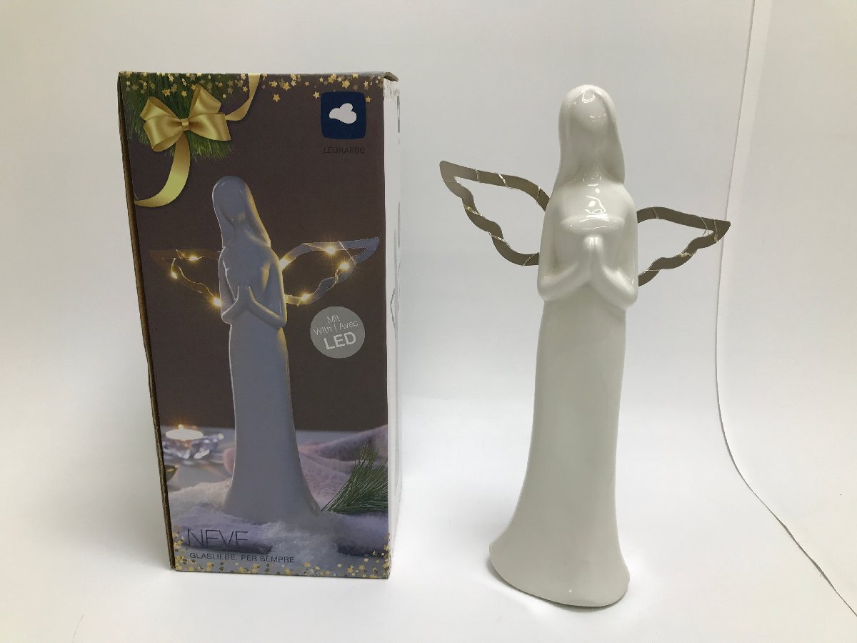 【S5-7-6712】LEONARDO レオナルド NEVE LED 039130 32cm エンジェル 天使 ホワイト 白 置物 磁器 オブジェ