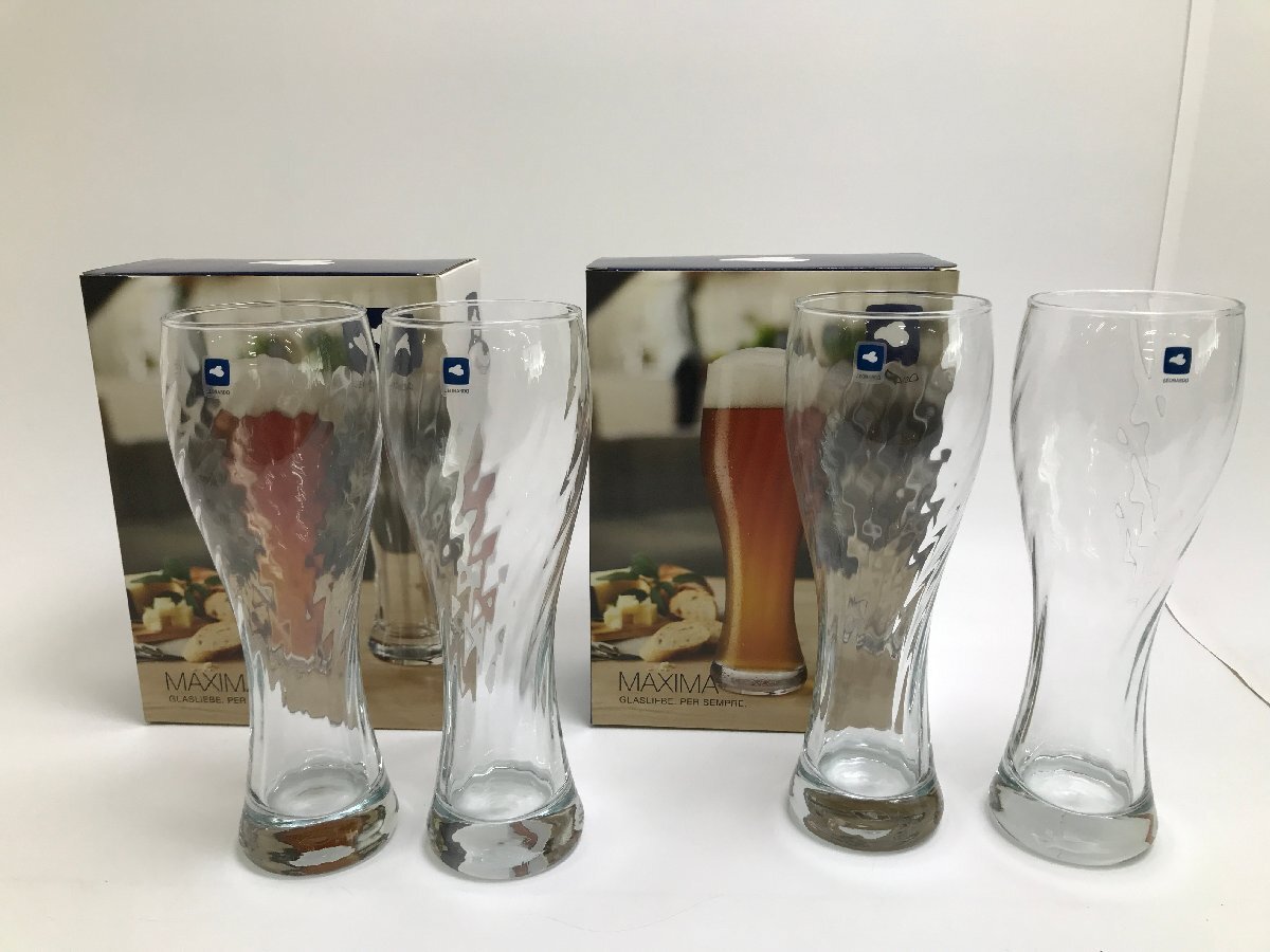 【S5-6-6903】未使用品 LEONARDO レオナルド MAXIMA マキシマ 061298 白ビールグラスペア 2P 2個セット 715ml ガラス 食洗器不可