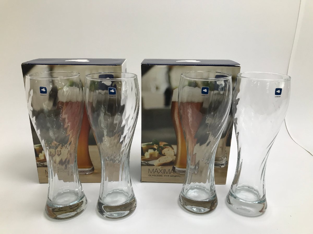 【S5-6-6873】未使用品 LEONARDO レオナルド MAXIMA マキシマ 061298 白ビールグラスペア 2P 2個セット 715ml ガラス 食洗器不可